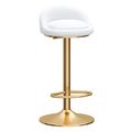 Adjustable Swivel Bar Stools, Bar Chairs Breakfast Dining Stools for Kitchen Island Counter Bar Stools,Velvet Seat+ Gold Metal Legs, White