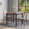 ModernLuxe Dining Table and Chairs Set Kitchen Furniture Solid Table & Metal Legs (Rustic Brown Table and 2*Rustic Brown Chairs)