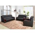 Wildon Home® Erable 3 Piece Leather Living Room Set Genuine Leather in Black/Brown | 37 H x 75 W x 37 D in | Wayfair Living Room Sets