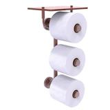 Charlton Home® Beresford Wall Mount Toilet Paper Holder w/ Wood Shelf Metal in Brown | 15.6 H x 7.8 W x 8.5 D in | Wayfair