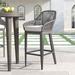 Joss & Main Zelie 29" Patio Bar Stool w/ Cushion Wicker/Rattan in Gray | 42 H x 26 W x 26 D in | Wayfair 222390A60404482FBD98F5BE7906A288