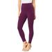 Plus Size Women's Lace-Trim Essential Stretch Legging by Roaman's in Dark Berry (Size 34/36) Activewear Workout Yoga Pants