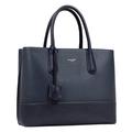 David Jones - Women's Large Handbag - Tote Bag Shopper Genuine Leather Style - Ladies Shoulder Crossbody Bag Multiple Compartments - Work Business School Top-Handle Satchel Briefcase - Navy Blue