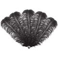 Trimming Shop 50cm - 60cm Ostrich Feathers Large, Showgirl Spadones - for Decorating Costumes, Headdresses, Weddings & Party Table Decoration, Playing with Pets and Horse Plume, Black, 10pcs