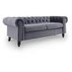 Wilson - Canapé 3 places Chesterfield en velours gris - Gris