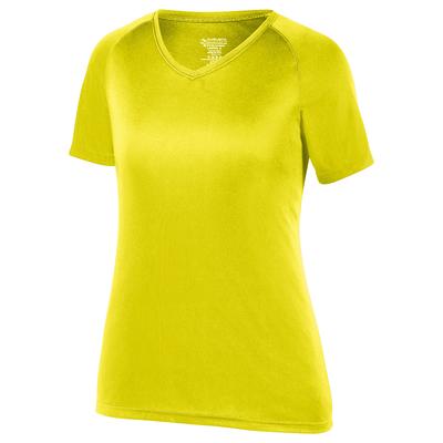 Augusta Sportswear 2793 Girls Attain Wicking Raglan Sleeve Top in Safety Yellow size Small | Polyester
