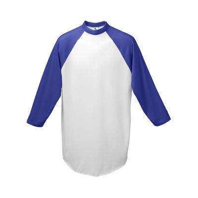 Augusta Sportswear AG4420 Athletic Baseball 3/4 Sleeve Top 2.0 in White/Purple size Medium | Cotton Polyester 4420