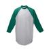 Augusta Sportswear AG4420 Athletic Adult 3/4-Sleeve Baseball Jersey T-Shirt in Heather/Dark Green size Large | Cotton Polyester 4420