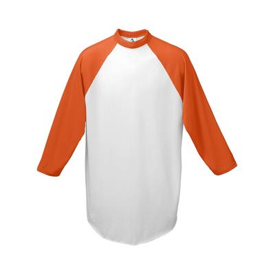 Augusta Sportswear AG4420 Athletic Baseball 3/4 Sleeve Top 2.0 in White/Orange size 3XL | Cotton Polyester 4420