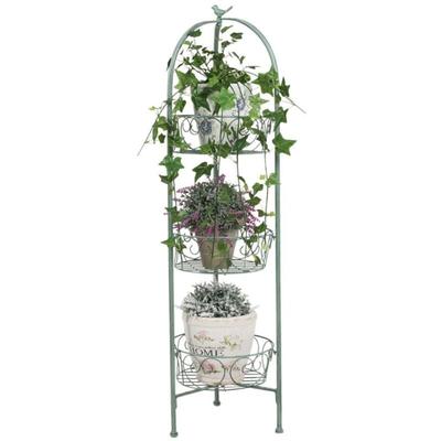 Metall Blumentopfhalter antik grün Blumentreppe Blumenständer Blumenampel Regal Image