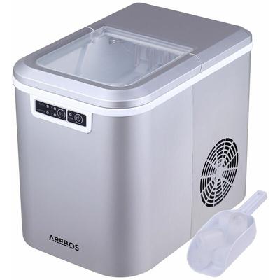 AREBOS Eiswürfelmaschine in Silber mit 2,2 Liter Wassertank, produziert bis zu 12 kg Eis in 24 Image