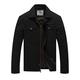 WenVen Men's Casual Cotton Jacket Outdoor Lightweight Windbreaker Jacket Classic Full-Zip Jacket Military Jacket Black S