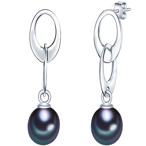 Valero Pearls - Ohrstecker Sterling Silber Süßwasser-Zuchtperlen pfauenblau Ohrringe 1 ct Damen