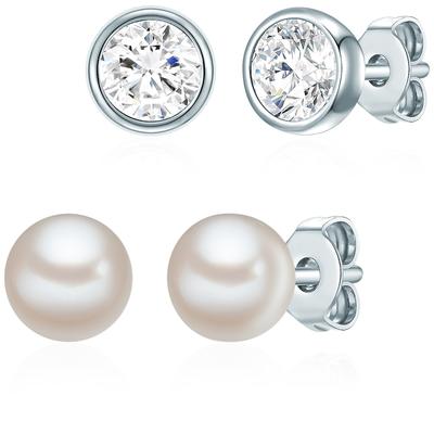 Rafaela Donata Schmuckset Sterling Silber verziert mit Kristallen von Swarovski® Süßwasser-Zuchtperle in 6,0 - 6,5 mm Damen