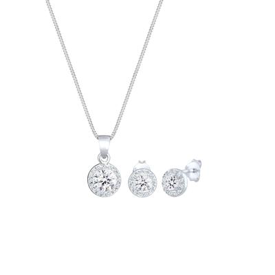 Elli PREMIUM - Kette Stecker Kristalle Edel 925 Silber Schmuck-Set Damen