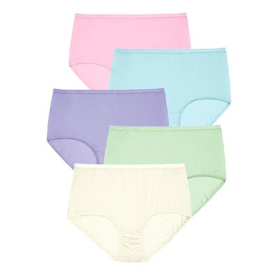 Plus Size Women's Cotton Brief 5-Pack by Comfort Choice in Pastel Pack (Size 12) Underwear