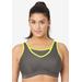 Plus Size Women's No-Bounce Camisole Sport Bra by Glamorise in Grey Yellow (Size 42 H)