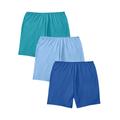 Plus Size Women's Stretch Cotton Boxer 3-Pack by Comfort Choice in Vibrant Blue Pack (Size 11) Underwear