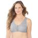 Plus Size Women's Cotton Front-Close Wireless Bra by Comfort Choice in Heather Grey (Size 46 D)