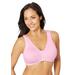 Plus Size Women's Meryl Cotton Front-Close Wireless Bra by Leading Lady in Pink (Size 54 A/B)