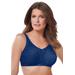 Plus Size Women's Cotton Back-Close Wireless Bra by Comfort Choice in Evening Blue (Size 40 B)