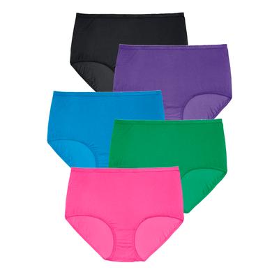 Plus Size Women's Cotton Brief 5-Pack by Comfort Choice in Bright Pack (Size 10) Underwear