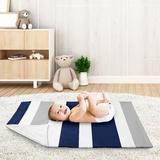 Sweet Jojo Designs Stripe Security Baby Blanket in Gray/Blue | 36 H x 30 W x 0.2 D in | Wayfair Blanket-Stripe-NV-GY-STP
