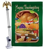 Breeze Decor Thanksgiving Feast 2-Sided Polyester 40 x 28 in. Flag Set in Brown/Green/Yellow | 40 H x 28 W in | Wayfair