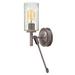 Mercer41 Lukach 1-Light Armed Sconce Glass in Gray | 17 H x 5 W x 6 D in | Wayfair 62B291F77FE84E16B2CE3CB016E272F4