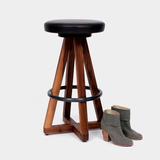 ARTLESS X3 30" Swivel Bar Stool Wood/Upholstered/Leather/Genuine Leather in Gray/Black/Brown | 30 H x 16 W x 16 D in | Wayfair A-X3-L-A-BWO-BS