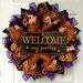 The Holiday Aisle® Halloween Wreath Welcome My Pretties Burlap/Deco Mesh in Black/Indigo/Orange | 24 H x 24 W x 6 D in | Wayfair