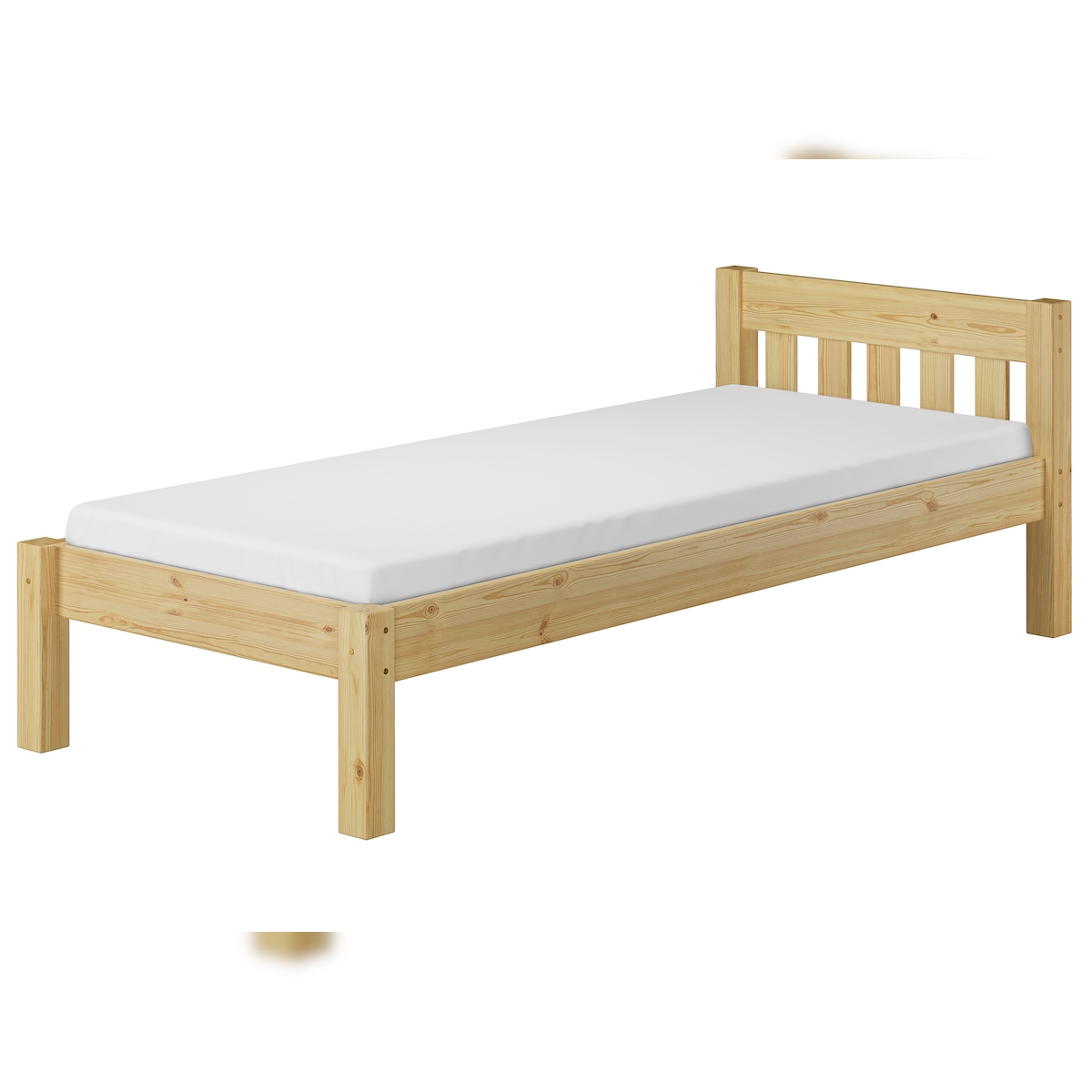 Erst-Holz Futonbett Einzelbett 90x200 Massivholzbett Kiefer natur Bettrahmen Rollrost Matratze 60.38-09 M Image