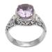 Floral Prayers in Purple,'925 Sterling Silver Faceted Amethyst Cocktail Ring'