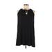 Socialite Casual Dress - Shift Tie Neck Sleeveless: Black Solid Dresses - Women's Size Small