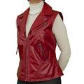 Ashwood Womens 'Biker Style' Lambskin Real Leather Waistcoat Gilet with Collar, Zip and Stud Detail, Wine Red, UK20, Bust 44in