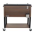 Permasteel 80-Qt Outdoor Rolling Patio Cooler on Wheels Woodgrain Style in Brown | 32.5 H x 35.5 W x 20.25 D in | Wayfair PS-205-BR