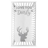 Sweet Jojo Designs Stag Photo Op Fitted Crib Sheet in Gray/Indigo | 28 W x 52 D in | Wayfair CribSheet-Stag-GY-WH-SP