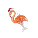 The Holiday Aisle® Flamingo Santa Art Hanging Figurine Ornament Glass in Pink | 4.02 H x 1.97 W x 2.6 D in | Wayfair