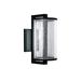 Orren Ellis Kaleisha Matte Black Integrated LED Outdoor Armed Sconce Glass/Metal/Steel in Black/Gray | 13 H x 6.25 W x 8.25 D in | Wayfair