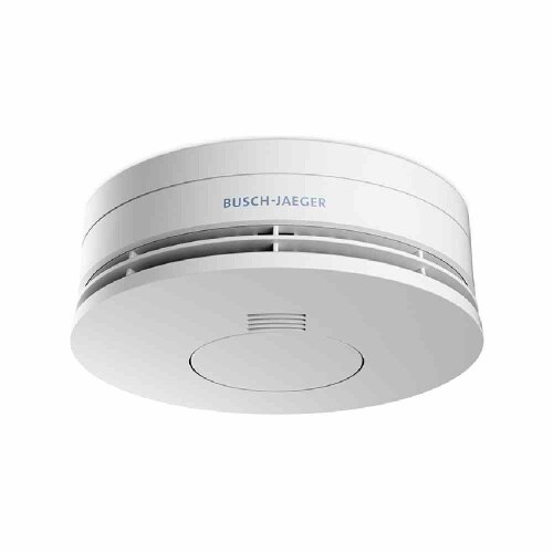 Busch-Jaeger Rauchmelder, optional Funk, 3VDC, VdS anerkannt, weiß, 10J, Batterie/Akku, Vernetzbar über Kabel, max20St, optisch, 85dB, mit Sockel Image