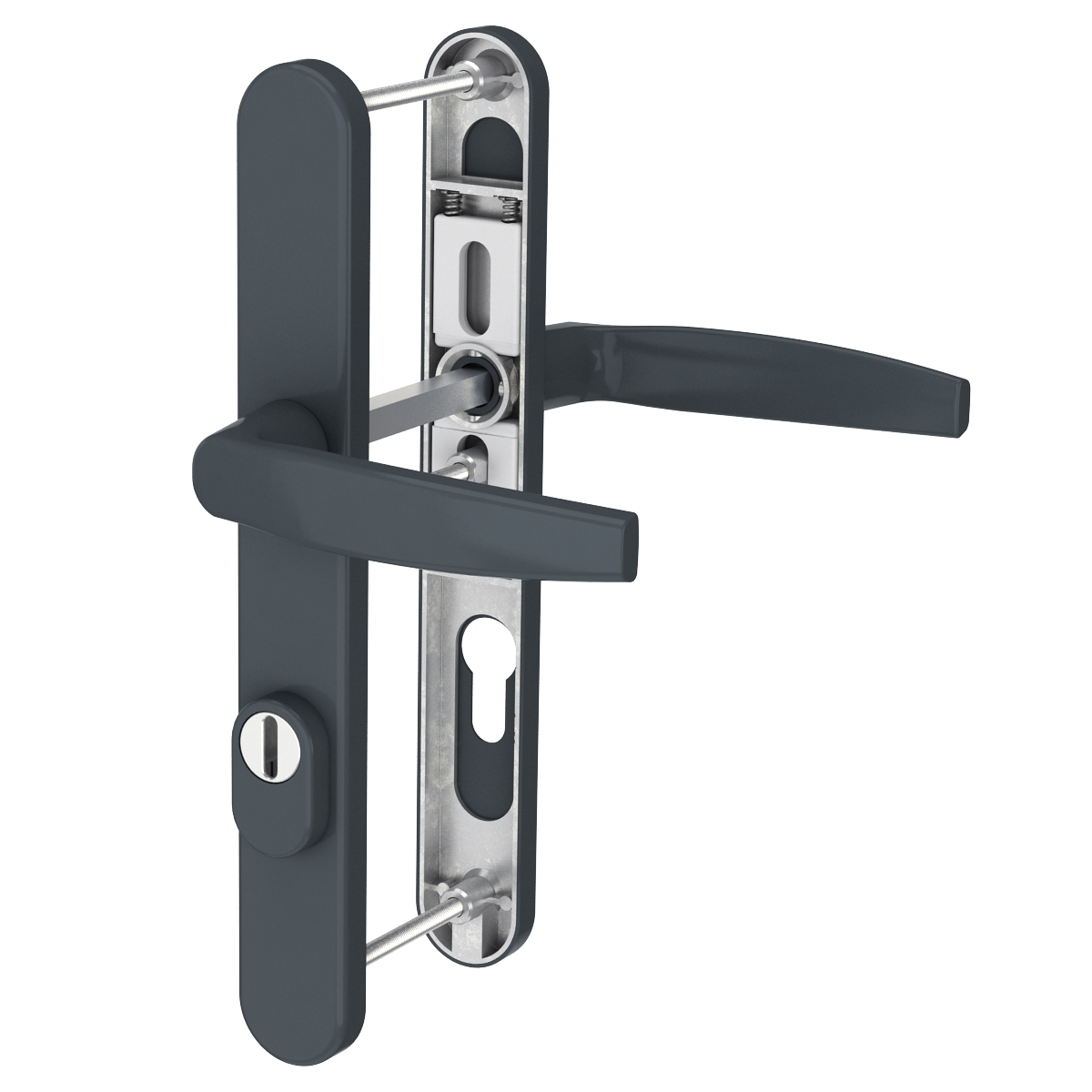 MS Beschläge 72mm Schmalrahmengarnitur Kernziehschutz Anthrazit Drücker/Drücker TS 55-70mm Image