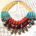 Anthropologie Jewelry | Anthropologie Beautiful Beaded Necklace | Color: Blue/Red | Size: Os