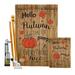 Breeze Decor Hello Autumn Time for Pumpkin - Impressions Decorative 2-Sided Polyester 40 x 28 in. Flag Set in Brown | 40 H x 28 W x 4 D in | Wayfair