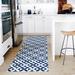 Blue/Navy 30 x 0.06 in Area Rug - George Oliver Modern Coastal Navy/White Indoor/Outdoor Non-Slip Rug Polypropylene | 30 W x 0.06 D in | Wayfair