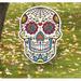 The Holiday Aisle® Sugar Skull 1 - Flower Eyes Yard Sign Garden Stake Resin/Plastic/ in Blue/Brown/Pink | 18.5 H x 14 W x 0.19 D in | Wayfair