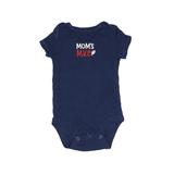 Carter's Short Sleeve Onesie: Blue Solid Bottoms - Size 3 Month