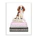Stupell Industries Resting Spaniel Puppy & Iconic Fashion Bookstack by Amanda Green - Graphic Art Print on Canvas in Pink | Wayfair ab-586_wd_10x15
