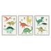 Stupell Industries Simple Dinosaur Illustration w/ Colorful Reptiles by Daphne Polselli - 3 Piece Graphic Art Set Canvas in Green | Wayfair