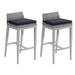 Brayden Studio® Saleem 31.5" Patio Bar Stool w/ Cushion Metal in Blue | 35.5 H x 18 W x 19.25 D in | Wayfair 11C210BF15E84ECD900A59B5D654C30B