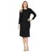 Plus Size Women's Cable Sweater Dress by Jessica London in Black (Size 22/24)